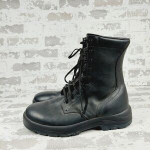 YAS  Black Leather Men's Round Toe Lace Up Ankle Boots F793